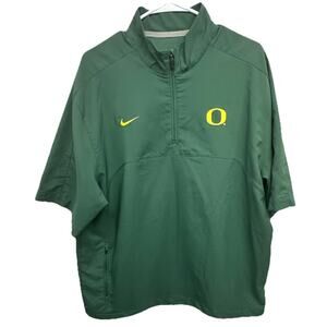 Nike Oregon Ducks Mens Large Short Sleeve Windbreaker Green Coaches 1/4 Zip